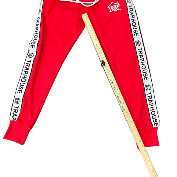 Trap House Red White Sweatpants Track Pants size S Streetwear Athleisure Unisex - Picture 6 of 13